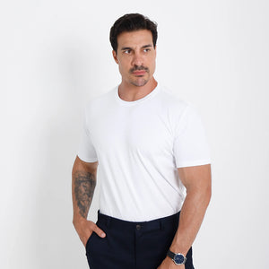 camiseta algodão egípcio masculina branca — vista frontal
