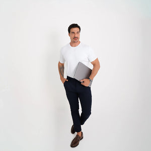 camiseta algodão egípcio masculina branca — vista frontal