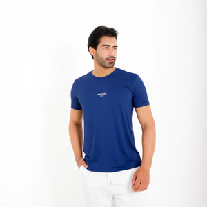 camisetas poliamida masculina azul marinho vista frontal — logo Vistorr Brasil no peito
