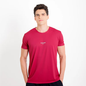 Camiseta de poliamida bordô — logo Vistorr Brasil no peito