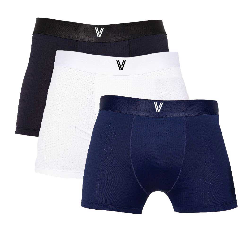 Cueca masculina azul marinho — vista frontal — cós V