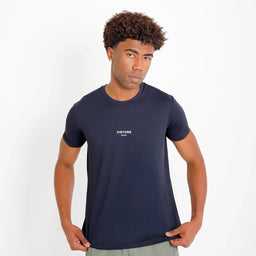 Camisetas Poliamida UV30 preta, vista frontal, logo VISTORR Brasil ao centro.