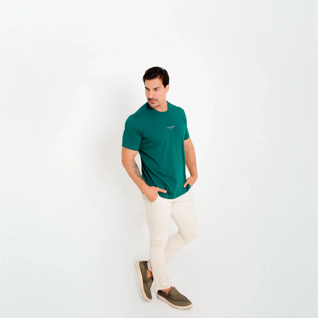 Camiseta de algodão egípcio verde Vistorr