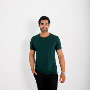Camisetas algodão egípcio masculina verde escuro — vista frontal — logo Vistorr no peito