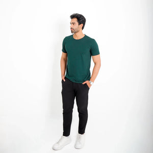 Camisetas algodão egípcio masculina verde escuro — vista frontal — logo Vistorr no peito