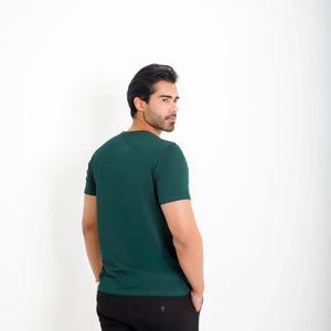 Camisetas algodão egípcio masculina verde escuro — vista frontal — logo Vistorr no peito