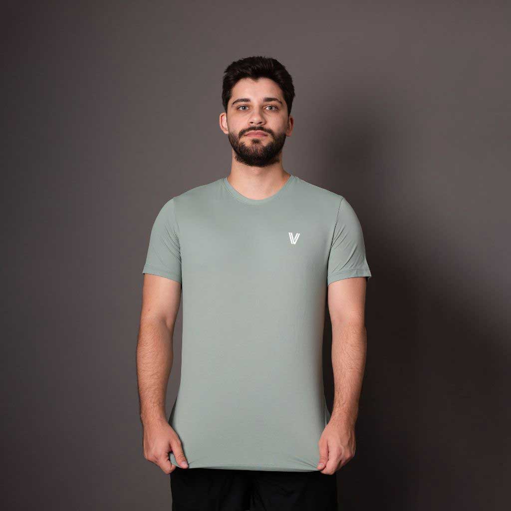 Camiseta verde em poliamida masculina Vistorr V com logo no peito