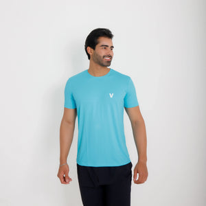 Camiseta de poliamida azul — vista frontal
